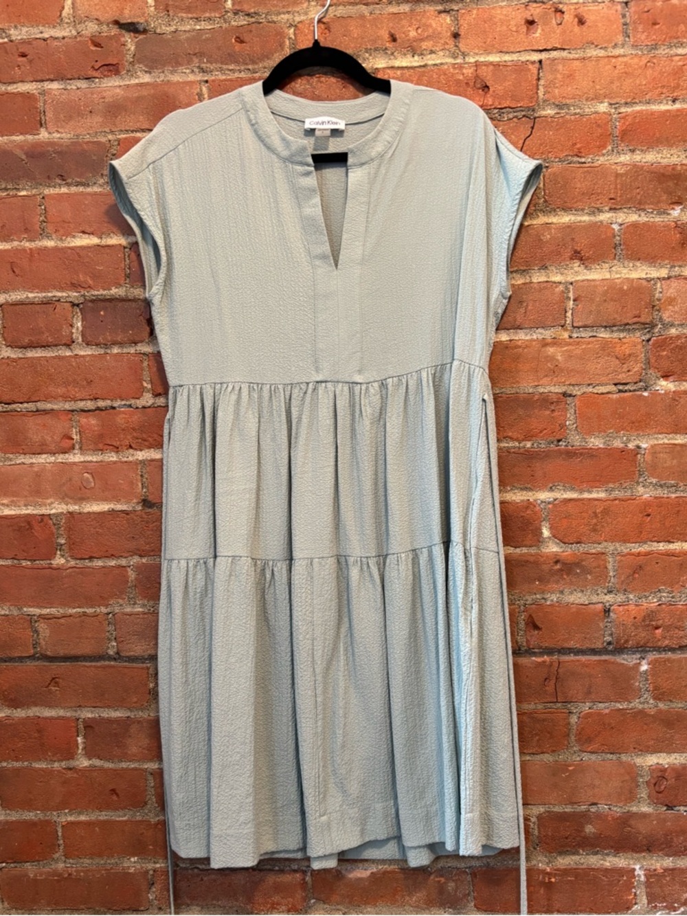 Calvin Klein Light Sage Green Tiered Dress